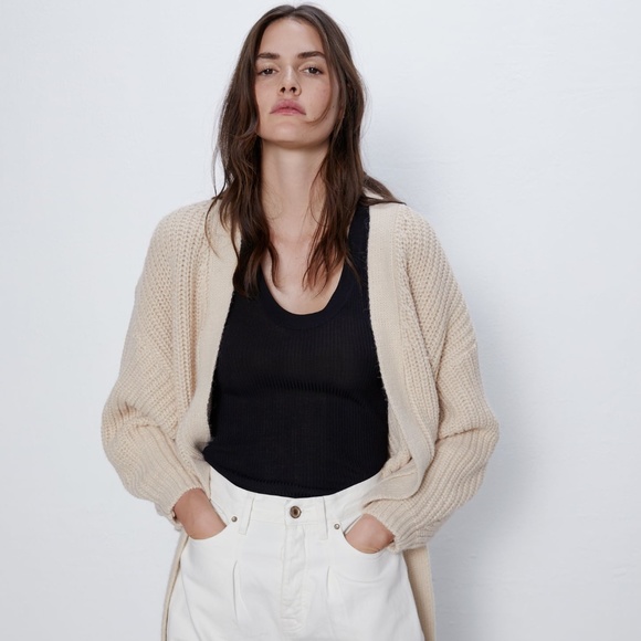 ZARA KNIT CROPPED BELTED CARDIGAN NWT - Picture 14 of 16